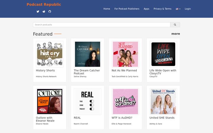 Screenshot of podcastrepublic.net