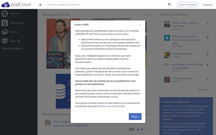 Screenshot von podcloud.fr