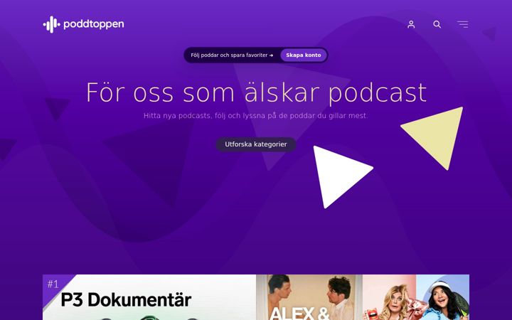 Screenshot of poddtoppen.se