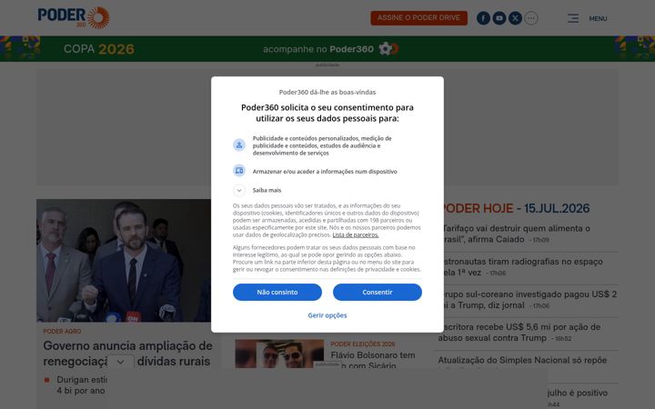 Snímek obrazovky poder360.com.br