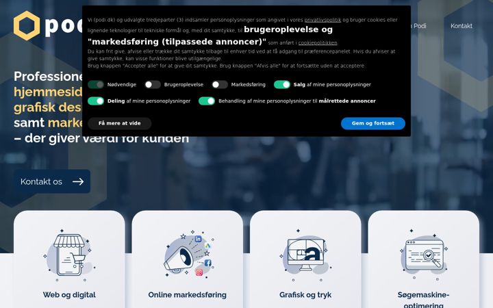 Screenshot ta' podi.dk