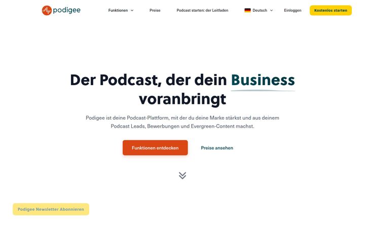 Screenshot of podigee.com