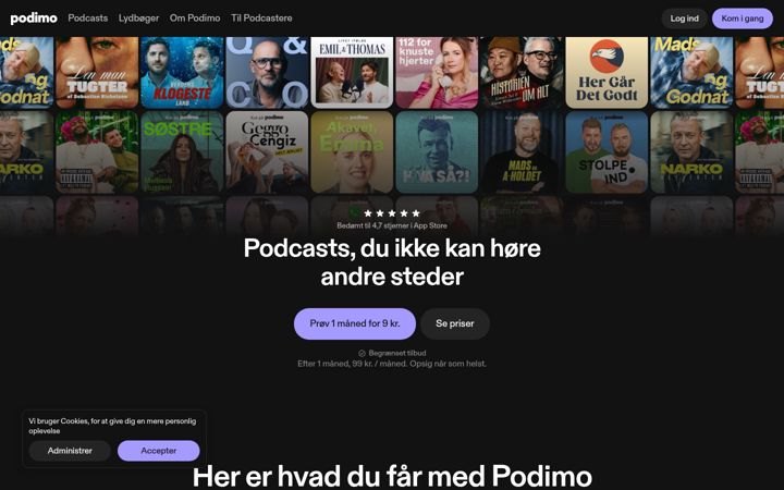 Screenshot ta' podimo.com