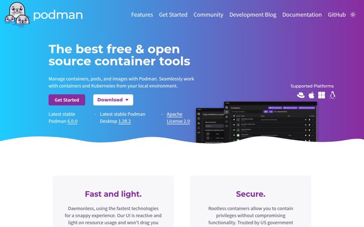 Screenshot di podman.io