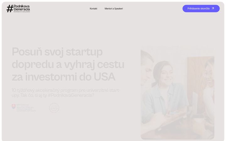 Екранна снимка на podnikavageneracia.sk