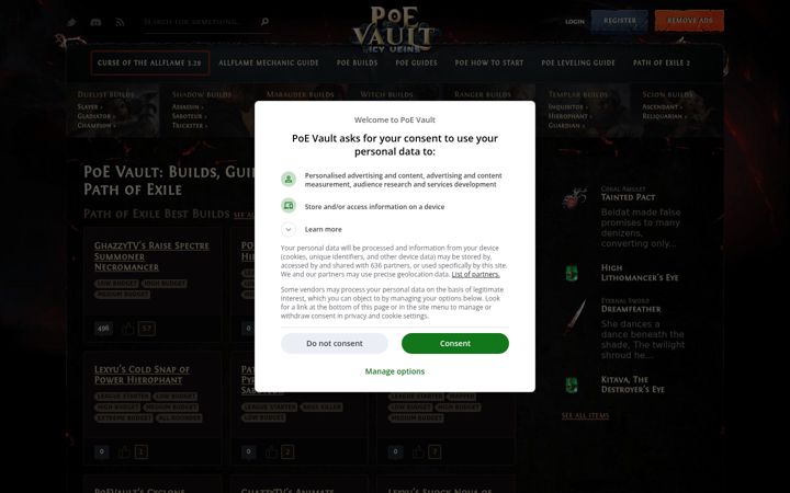 Ekrano kopija poe-vault.com