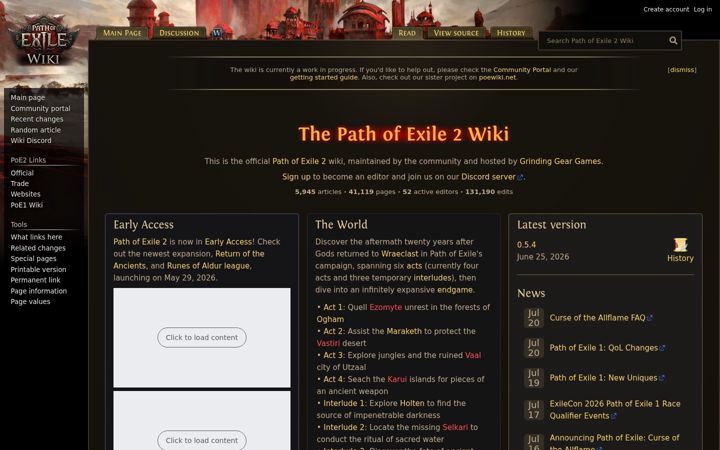 Screenshot of poe2wiki.net