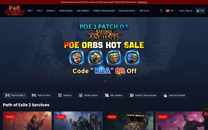 Screenshot of poecurrency.com