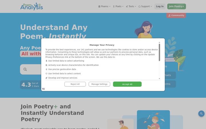 Screenshot of poemanalysis.com