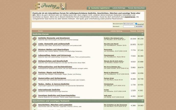 Screenshot of poetry.de