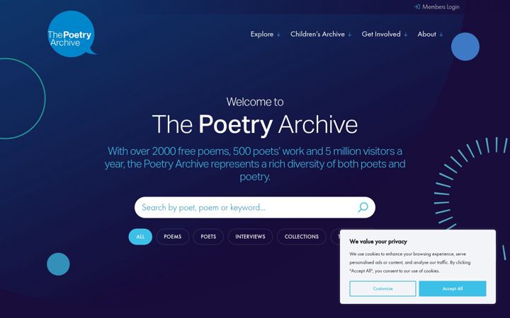 Screenshot of poetryarchive.org