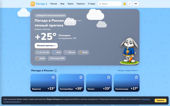 Screenshot of pogoda1.ru