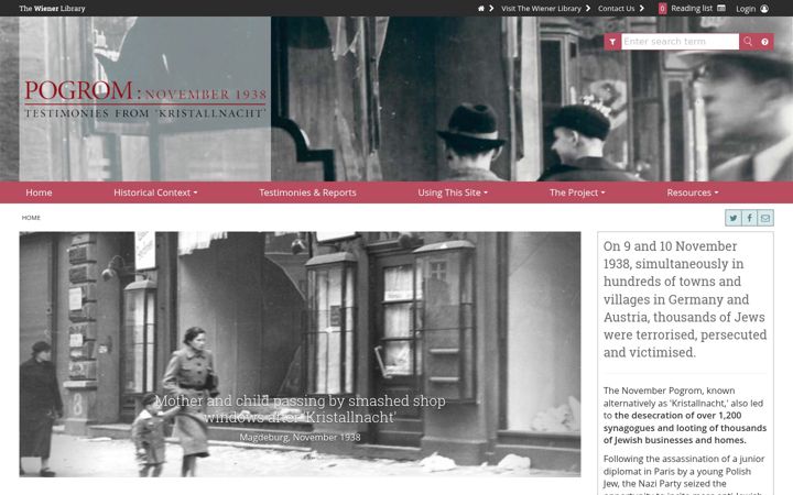 Screenshot of pogromnovember1938.co.uk