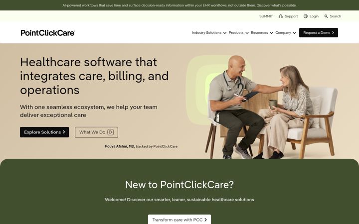 Screenshot ta' pointclickcare.com