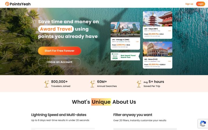 Screenshot of pointsyeah.com