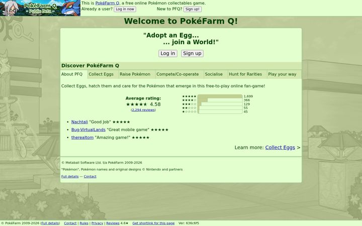Screenshot von pokefarm.com