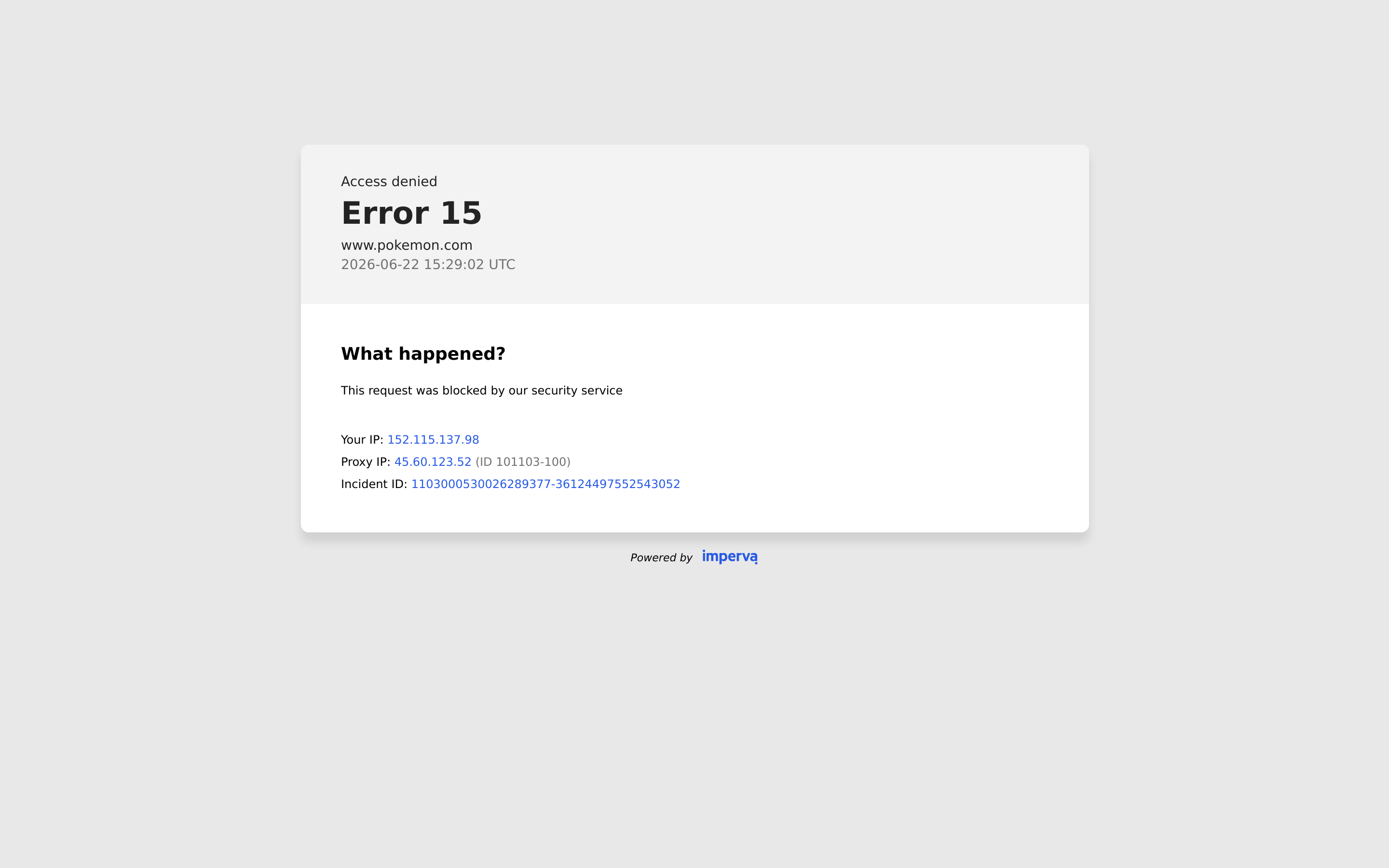 Screenshot of pokemon.com