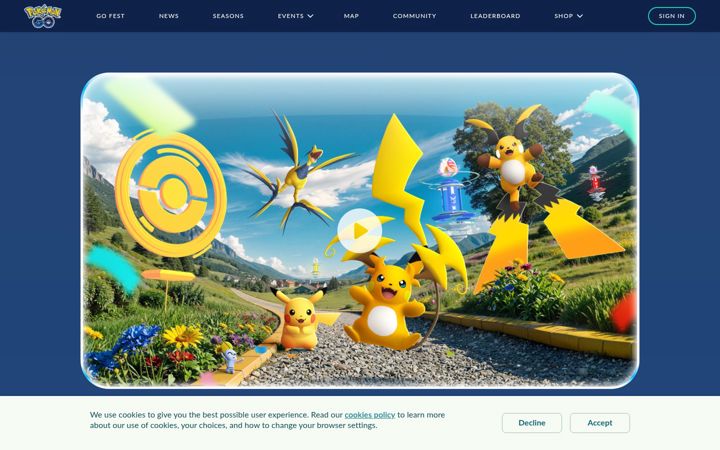Zrzut ekranu pokemongolive.com