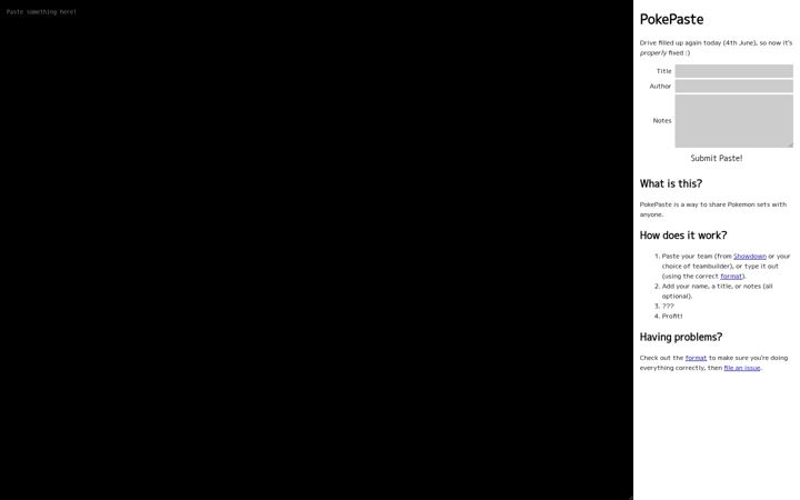 Screenshot of pokepast.es