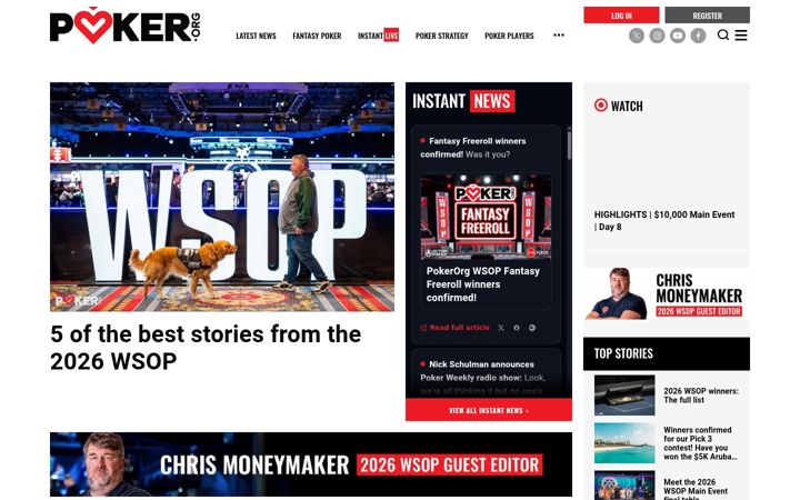 Screenshot of poker.org
