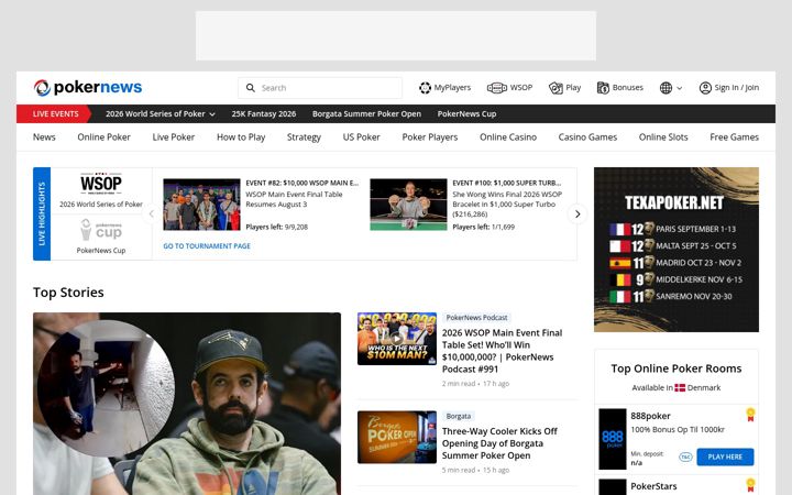 Skjámynd af pokernews.com