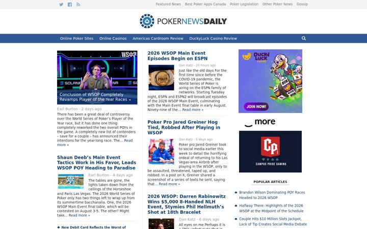 Screenshot of pokernewsdaily.com