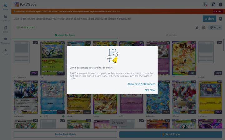 Screenshot von poketrade.me