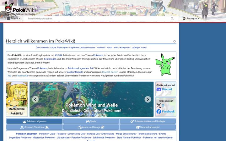 Screenshot di pokewiki.de