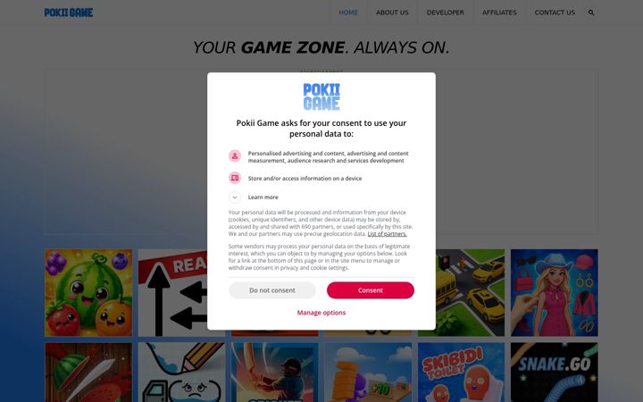 Snímek obrazovky pokiigame.com