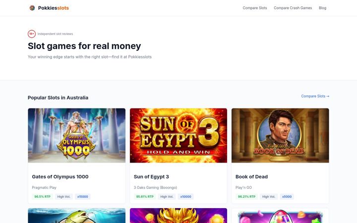 Screenshot of pokkiesslots.com