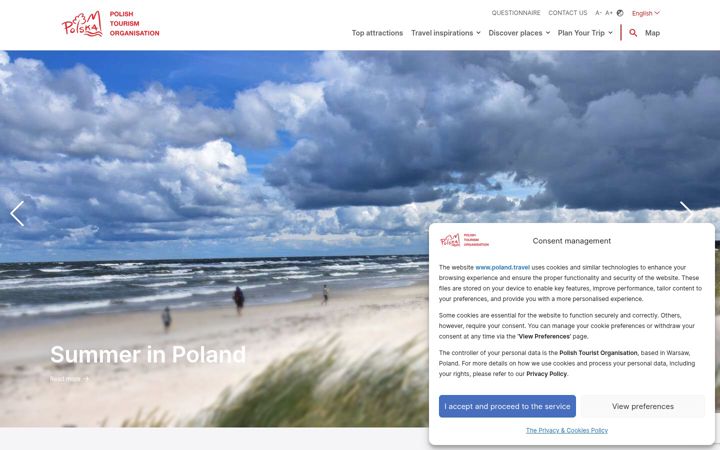 Screenshot of poland.travel
