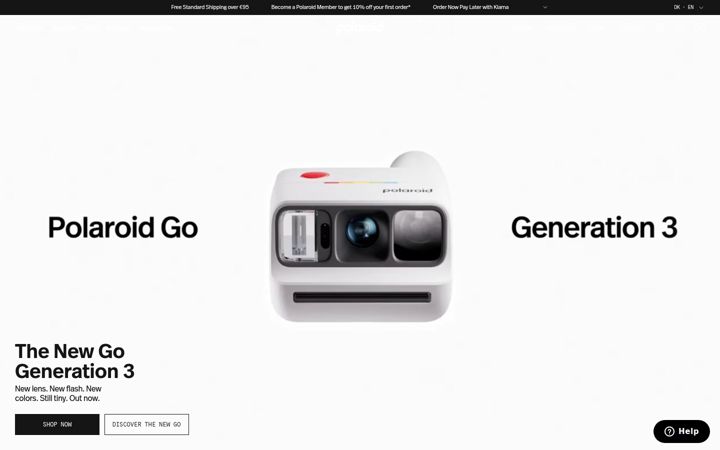 Képernyőkép: polaroid.com