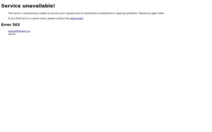Screenshot of police4freedom.ca