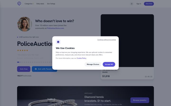 Screenshot του policeauctions.com
