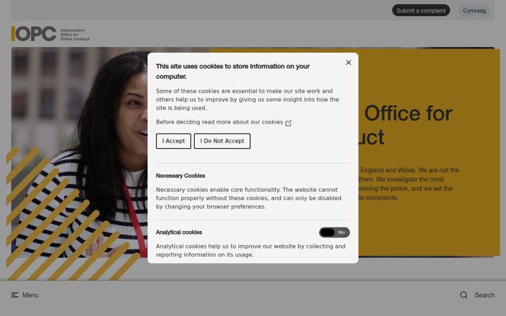 Screenshot of policeconduct.gov.uk