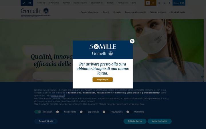 Screenshot ta' policlinicogemelli.it