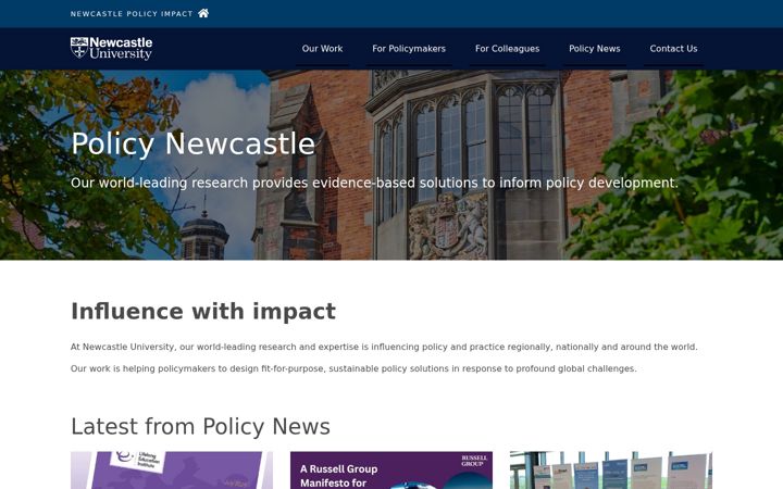Screenshot of policy.ncl.ac.uk