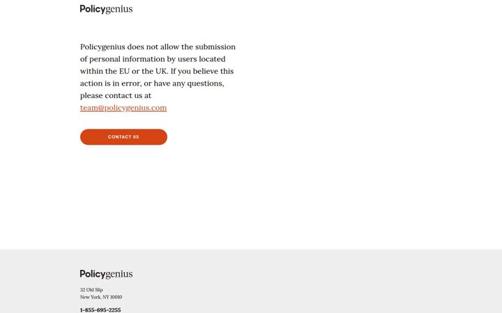 Ekrano kopija policygenius.com