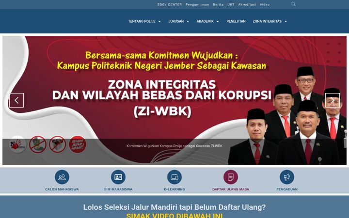 Screenshot of polije.ac.id