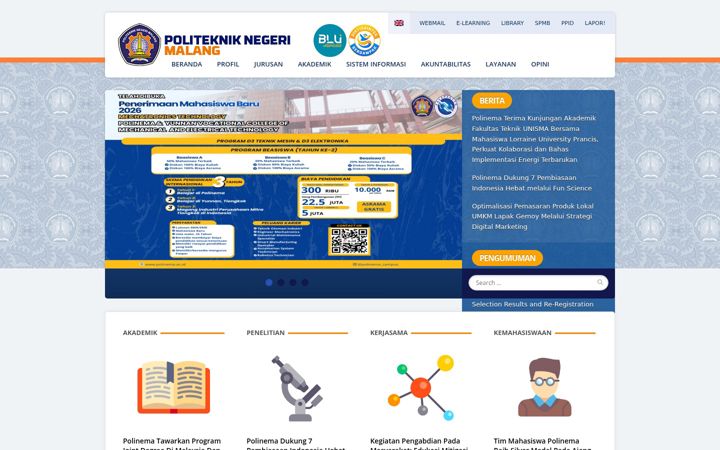 Screenshot of polinema.ac.id