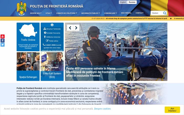 Screenshot of politiadefrontiera.ro