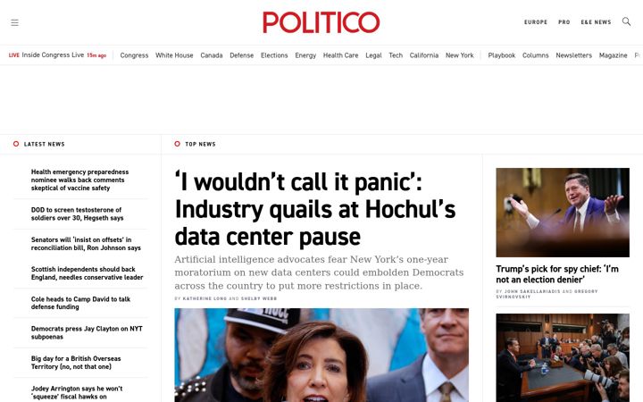 Skjermbilde av politico.com