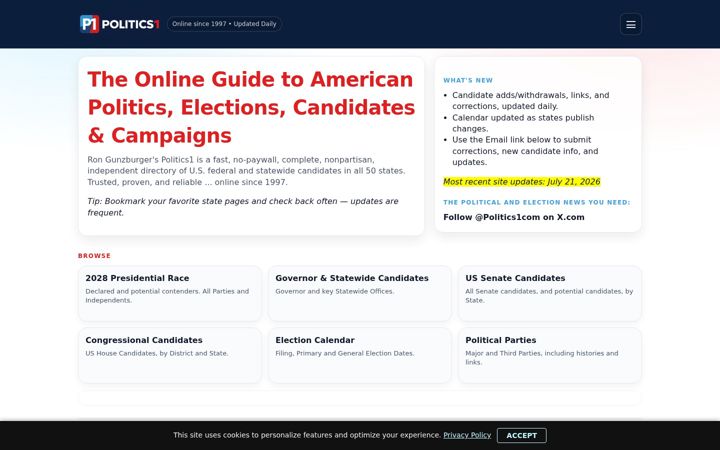 Screenshot of politics1.com