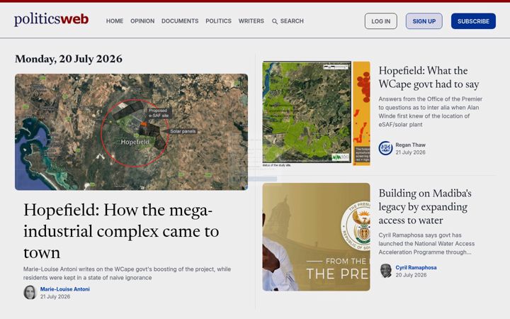 Screenshot of politicsweb.co.za