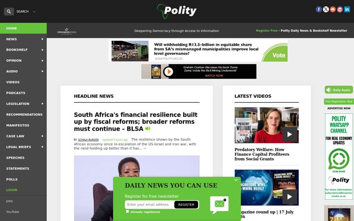 Screenshot of polity.org.za