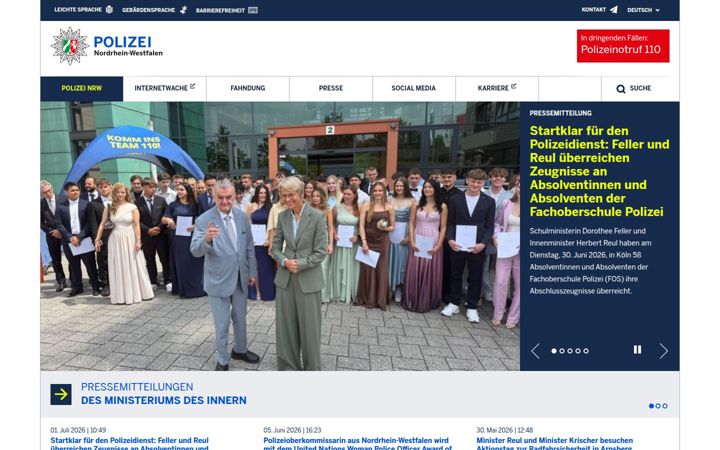Screenshot of polizei.nrw