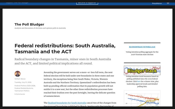 Screenshot of pollbludger.net