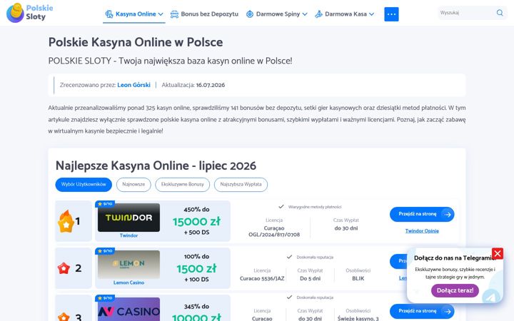 Screenshot of polskiesloty.com