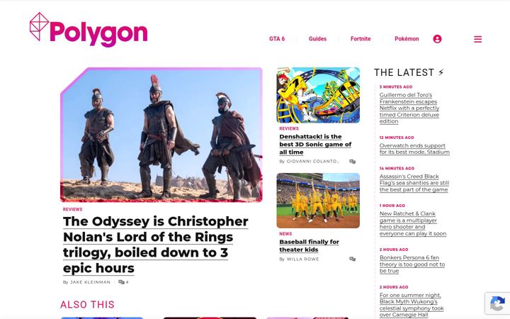 Captură de ecran a polygon.com