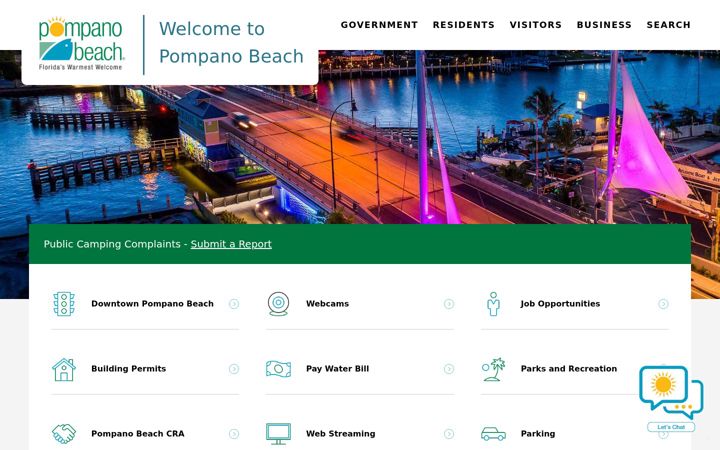 Screenshot of pompanobeachfl.gov